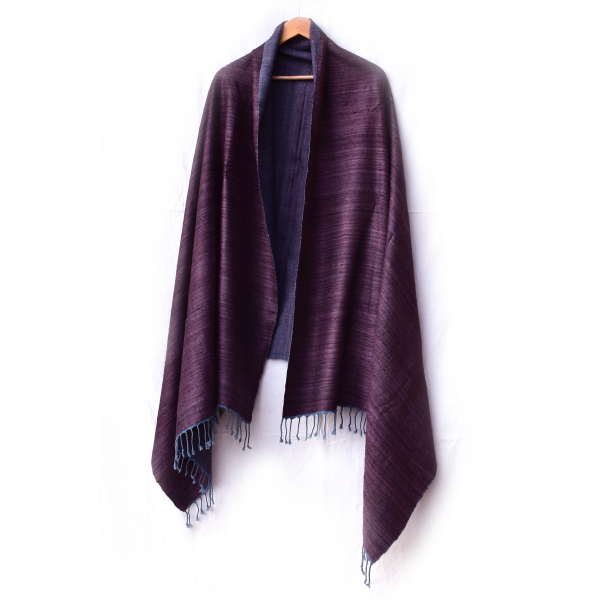 Silk Wool Shawl (Blue & Purple)